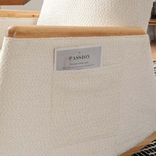 Accent Rocking Chair With Footrest High Back Rubber Wood Rocking Legs Bedroom Living Space 38.6D X 26.8W X 40.6H Inch