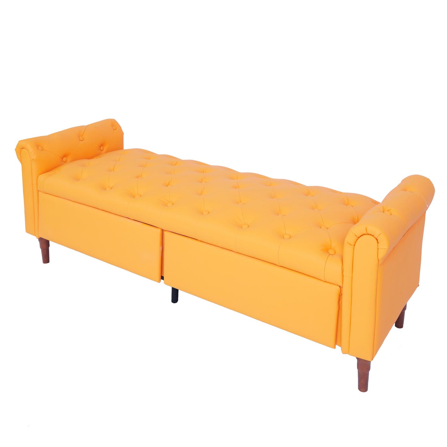 Storage PU Ottoman Bench with 2 Drawers for Bedroom End of Bed