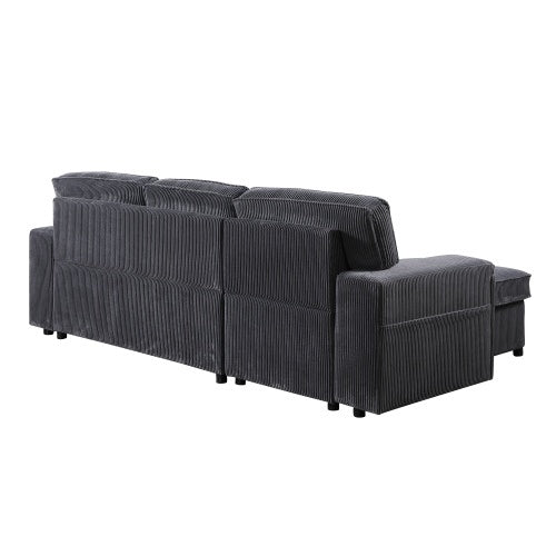 U STYLE Upholstery Sleeper GREY Sectional Sofa With Storage Space