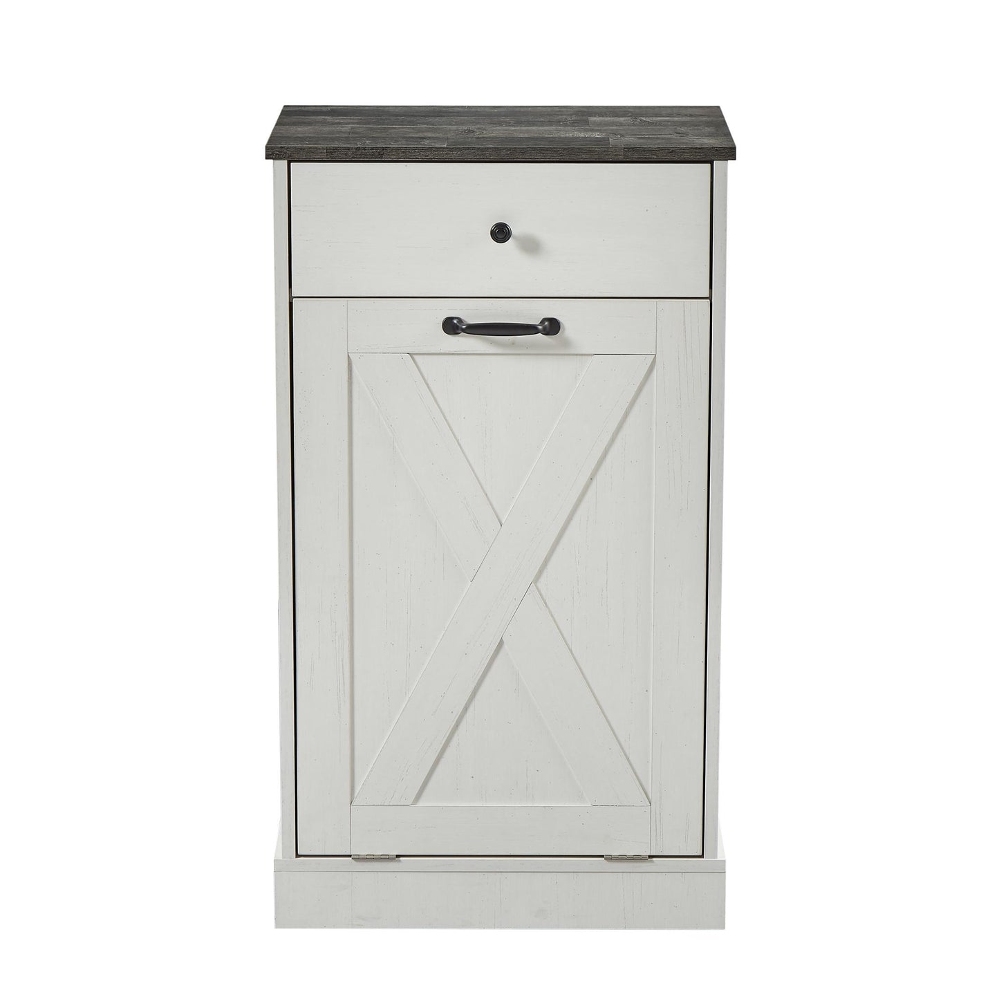 Tilt Out Trash Can Cabinet，Freestanding Wood Recycling Trash Cabinet with Drawer