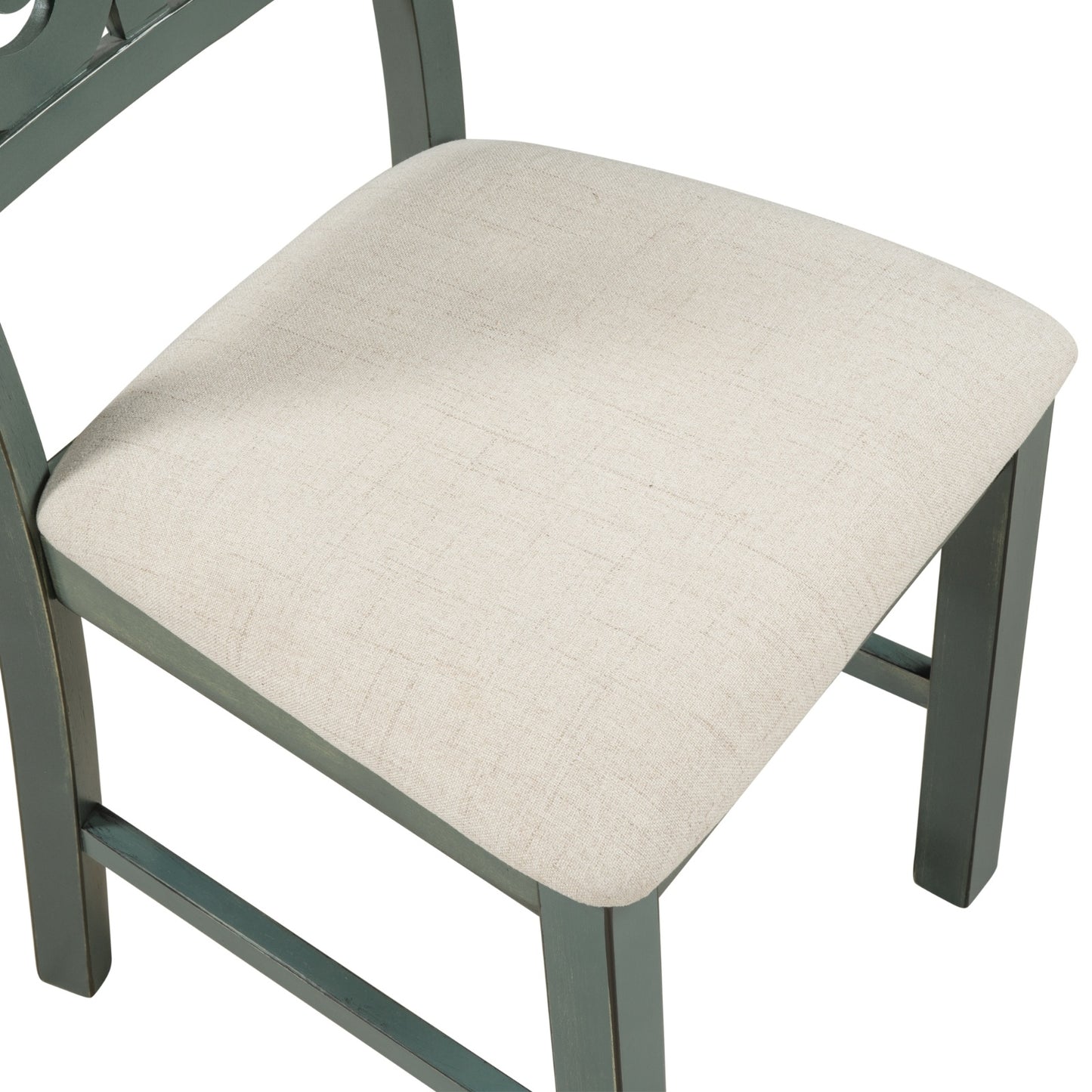 TREXM 5-Piece Round Dining Set With Fabric Chairs & Special-shaped Legs