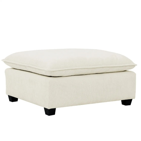 Convertible Sectional Sofa Couch With Ottoman, Cloud Couch 4 Seat L Shaped Sofa With Padded Armrests And Ottoman .Cloud Sofa For Living Room, Apartment And Office, Beige Beige White