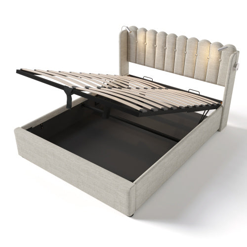 Linen Storage Space Bed Frame With Mattress  Size  140cmx200cm