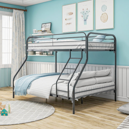 Twin-Over-Full Metal Bunk Bed, Heavy Duty Bunk Bed,Easy Assembly With Enhanced Upper-Level Guardrail, White