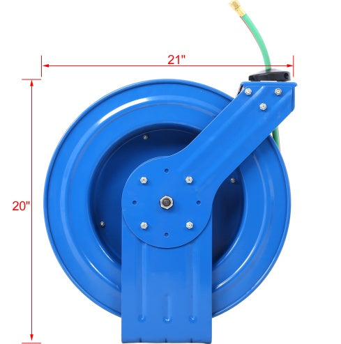 Welding Hose Reel Retractable 1  4 Inch Foot Twin Oxygen Acetylene Rubber Hoses STD Duty Max 200PSI Heavy Duty Industrial Single Arm Construction