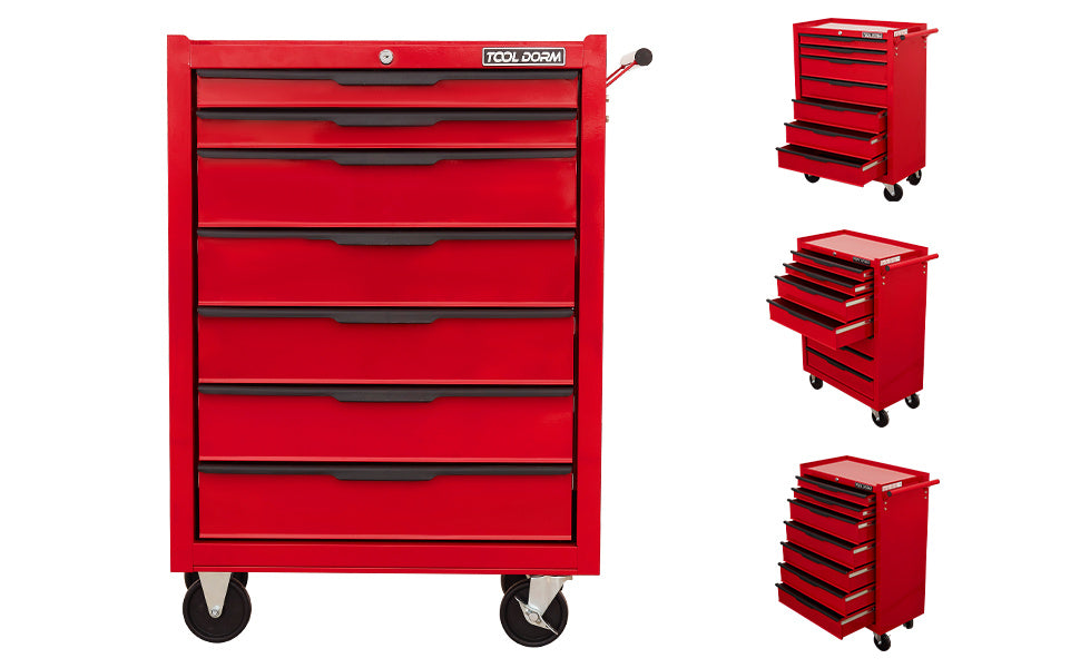 Tool Cabinet Tool Cart 24.2inch With Drawers And Wheels, Metal Rolling Tool Box Locked Drawers Storage Organizer Cabinet With Several Colour Available For Garage, Warehouse